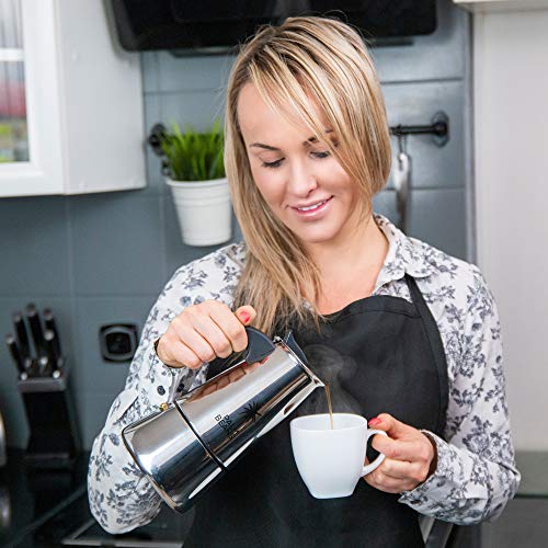 Palm Beans Espressokocher Induktion geeignet | Edelstahl | 4-6 Tassen Espressokanne | 12oz Mokkakanne – Bild 3