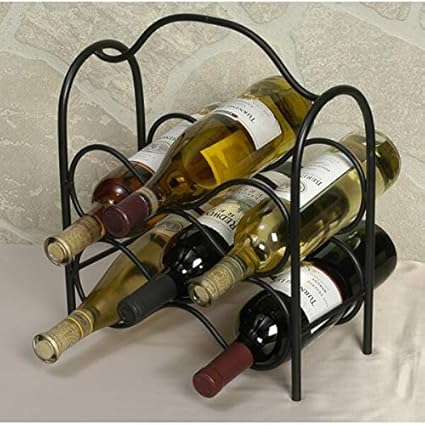 INDIAN DECOR. 29860 Royal 6 Bottle Tabletop Wine Rack (Black)
