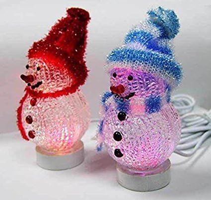 TINNZTES USB Powered 7 Colors Changing Desk LED Snowman Christmas Decoration (Red&amp;White)