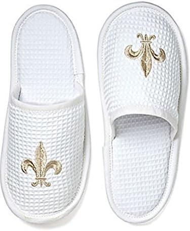 Waffle Weave Slippers, Fleur de Li