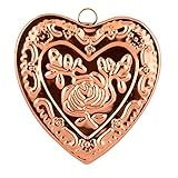 Old Dutch Solid Heart Rose Baking Mold, Copper