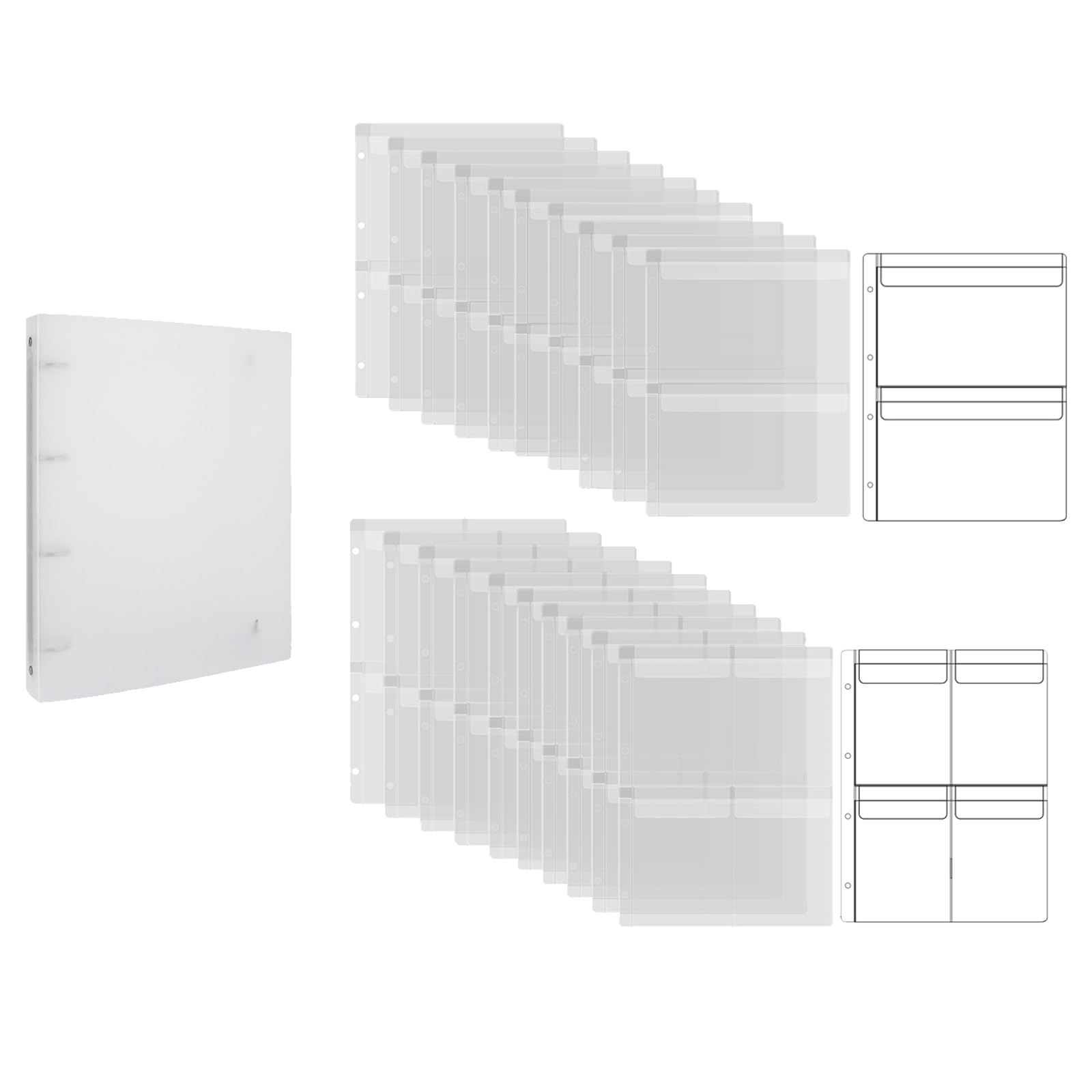 Briartw A4 Die Storage Book Binder and 20 Inserts Set,Page Protectors Pockets Inserts with Two and Four Pockets for Storage Craft Supplies,Cardstock,Sticker,Stamp,Cutting Dies,Stencil