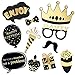 Unomor Birthday Photo Booth Props, Bronzing Rose Gold and Black Funny Happy Birthday Party Favors Supplies Photobooth Props Kit 48Pcs/Pack