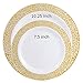 60 Pieces Gold Plates, Plastic Party Plates Reusable, Disposable wedding Plates Premium Heavyweight Includes: 30 Dinner Plates 10.25 Inch and 30 Salad/Dessert Plates 7.5 Inch