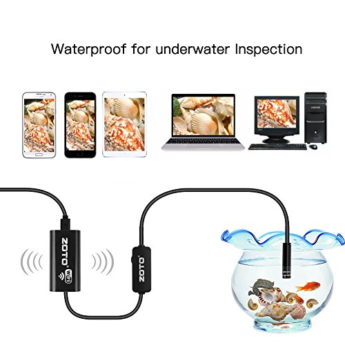 Купить WiFi Endoscope, ZOTO Wireless Borescope Semirigid Inspection Camera 8 LEDs 2.0