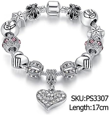 925 Unique Silver Crystal Charm Bracelet For Women Diy Beads Bracelets &amp; Bangles Jewelry Gift 17cm PS3307
