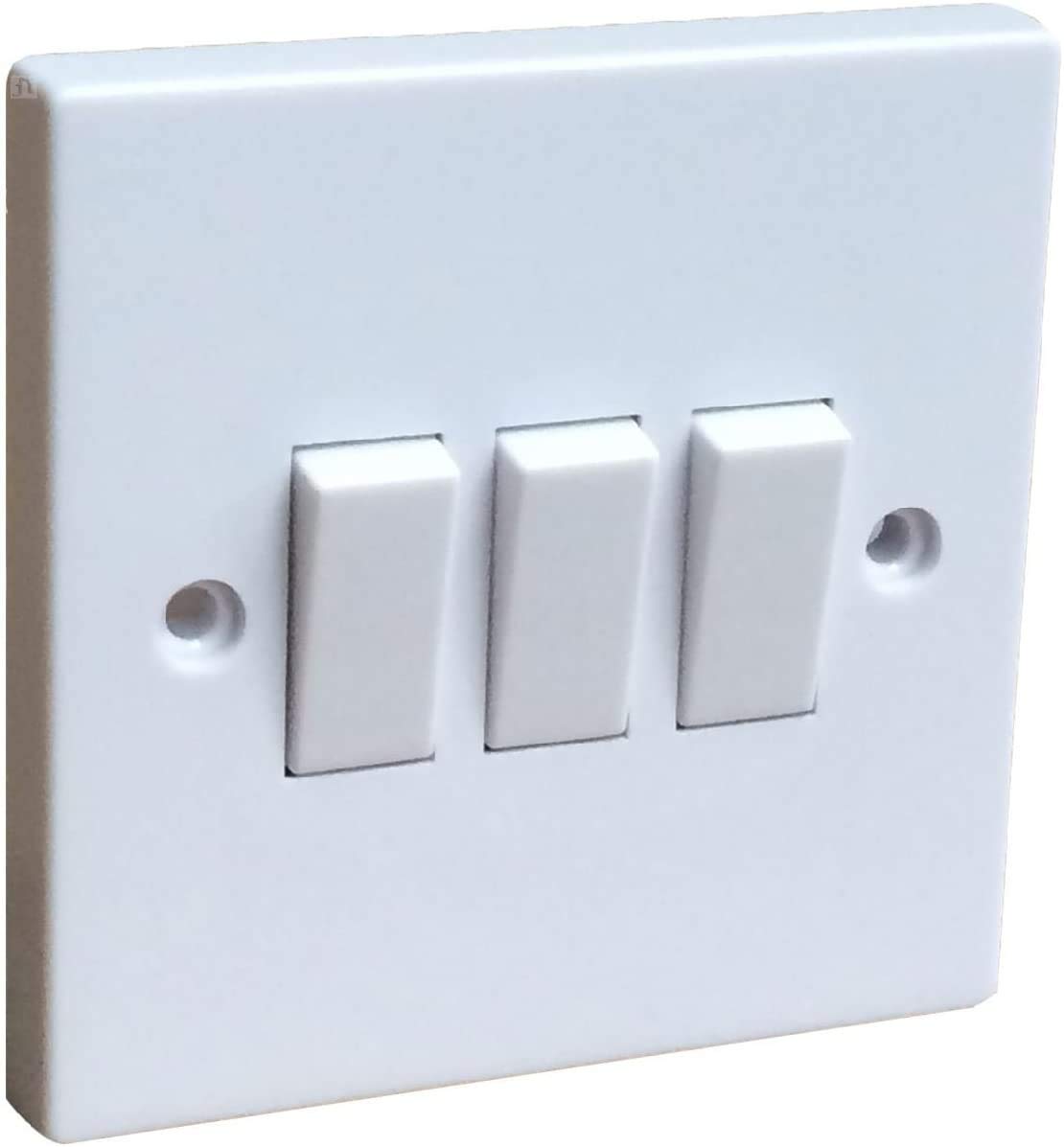 Invero 3 Gang 2 Way Electric Wall Light Switch White Rocker Standard Square 10 Amp — image 1