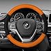 FH Group Universal Fit Modernistic and Seat Belt Pads Combo Set Steering Wheel Cover Fits Most Cars, SUVs Orange
