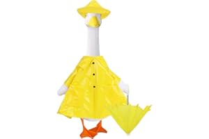 Raincoat Porch Goose Outfits, Waterproof Cement Goose Clothes Patio Concrete Statue Costume with Umbrella & Hat for Outdoor L