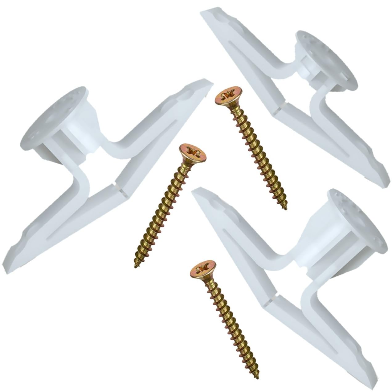 Merriway BH06543 (75 Pcs) Workshop Assortment of Poly Toggle Plasterboard Hollow Wall Door Fixings - Pack of 75 Pieces