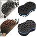 Parabirds Curl Twist Hair Sponge Big&Small Holes Brush Double-Sided Comb Brush Sponge for Afro Black Men Women (2PCS Black Wave)