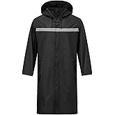 ProHydra Mens Long Safety Rain Coats with Air Vents Reflective Stripes Waterproof Packable Rain Jacket with Hood Lightweight