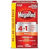MegaRed Advanced 4in1 500mg, 80 softgels - Concentrated Omega-3 Fish &amp; Krill Oil Supplement
