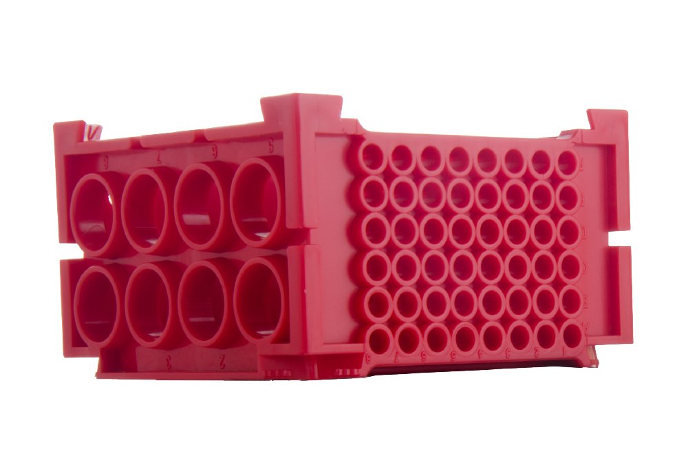 Neolab 4 0008 Rotating Vario Rack for Reaction Containers, Polypropylene, Autoclavable 109 mm x 68 mm x 43 mm, red