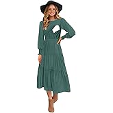 CzzzyL Womens Flutter Long Sleeve Smocked Tiered Nursing Dress for Breastfeeding with Pockets