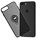 iPhone 8 Plus Case, iPhone 7 Plus Semi-Transparent Case with Ring Holder Kickstand Built-in Metal Sheet Work with Magnetic Car Mount Ultra-Slim Cover Case for iPhone 8 Plus 5.5 inch - Clear Black