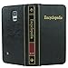 Eco-Fused Book Cover Case Compatible with Samsung Galaxy S5 - Wallet Style Credit Card and Bill Slots - Vintage Encyclopedia Design - Faux Leather - Short Stylus and Eco-Fused Cleaning Cloth