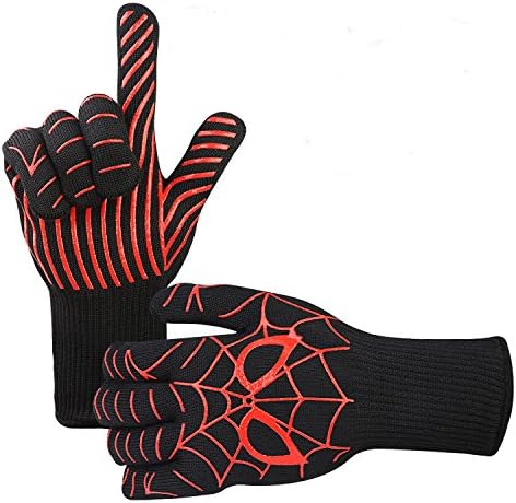 YoyoKit 932°F Extreme Heat Resistant BBQ Grilling Gloves, Long Forearm Protection Oven Mitts, Fireproof Cooking Gloves for Kitchen, Outdoor, Cooking, Baking