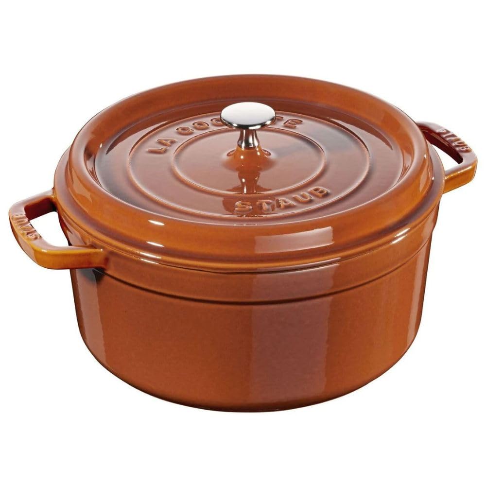 STAUB Cast Iron Roaster/Cocotte, Round, 22 cm, 2.6 L, Cinnamon