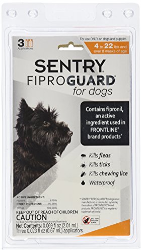 Sergeants Pet Care Prod 3 Count Sentry Fiproguard Dog Flea and Tick Squeeze-On Drop, 4-22 lb
