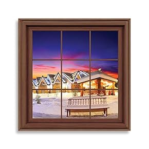 Framed Xmas Window Home Artwork for Living Room Bedroom
