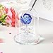 H&D Crystal Enchanted Rose Blue Rose Flower Figurine in a Glass Dome with Gift Box