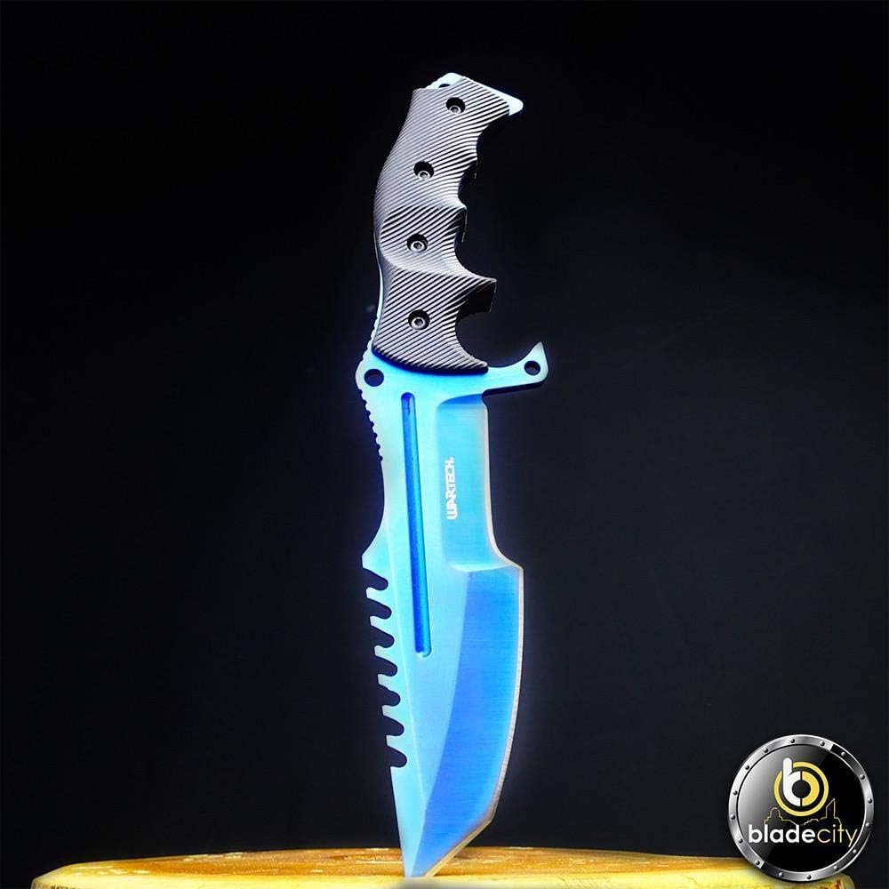 11" Blue Huntsman CSGO Knife 5.5" 440 Stainless Steel Blade with Nylon Sheath