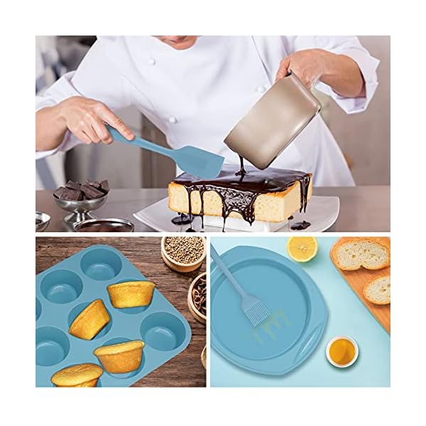 Aschef-5-Pieces-Silicone-Nonstick-Baking-Pan-Bakeware-Mold-Tray-Tools-Set-BPA-Free-Food-Grade-for-Muffin-Bread-Loaf-Cake-Pan-Sheet-Set-Blue Economical 7in1 Nonstick Silicone Baking Cake Pan Tin Tray Sheet Mould Set for Oven, BPA Free Heat Resistant Bakeware…