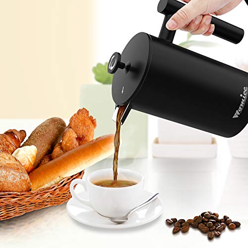DoubleWall 304 Stainless Steel French Press Coffee Maker 34 oz