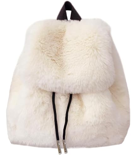 Amazon.com: Abbylike White Fuzzy Backpack for Adults Fuzzy Furry
