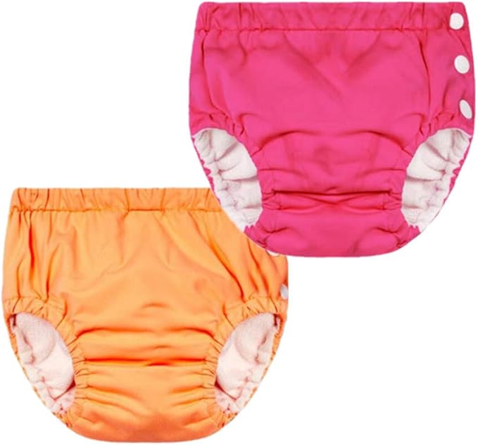smart sisi Baby Girls Reusable Waterproof Swim Diapers Reusable Absorbent Swimsuit Diaper 2 Pack