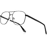 RB.Pilot Reading Glasses for Men Square Double Bridge Light Blocking Computer Readers Spring Hinge Metal Frame Acetate Legs