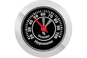 Ipetboom Humidor Hygrometer for Analog Hygrometer Humidor Accessory Humidity Gauge Alloy Stainless Steel Mechanical Pressure Gauge for Violin Case Home Use - Black, 1.5x1.5x0.4in