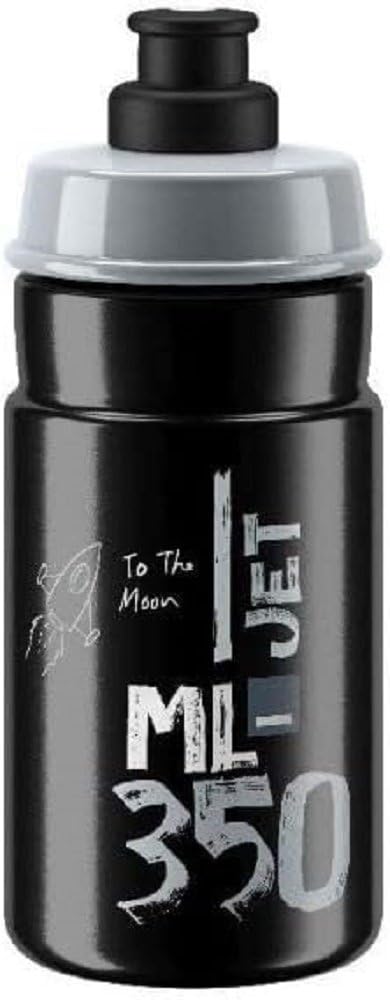 ELITE Jet Eco Water Bottle Black Grey Logo – Sustainable Cycling Bottle with Eco-Design Technology – Lightweight & BPA-Free – 350ml – For Road Bike, MTB & Gravel Cycling — image 1