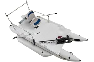 AQUOS Heavy-Duty for Two Series 12.5ft Inflatable Pontoon Boat with Folding Seat, Guard Bar and Haswing Trolling Motor for Saltwater, Freshwater Fishing