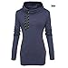 eshion Women's Casual Thick Reindeer Fawn Hooded Fleece Sweater Sweatshirt Jacket (Large, Blue)