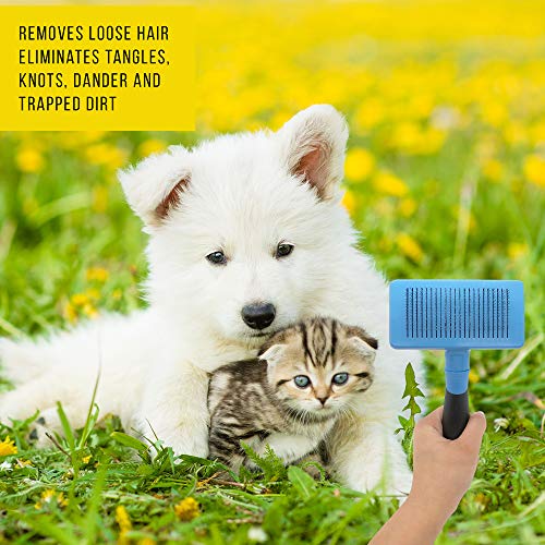 Pet Craft Supply Self Cleaning Slicker Pet Grooming Brush for Dogs and Cats with Short to Long Hair, Removes Mats, Tangles and Loose Hair