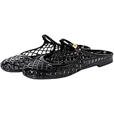 Clear Jelly Slide Sandals for Women Mary Jane Mules Breathable Closed Toe Flat Summer Slip On Mesh Slides for Woman