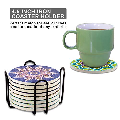 Coaster Holder Black Iron Metal Wire 4.5 Inch-Fits 4 to 9 Pieces of Round and Square Coasters,Set of 2 Pack - Thumbnail 4