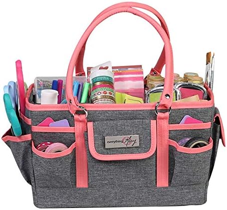 Everything Mary Craft Bag Organizer Tote, Coral - Storage Art Caddy for