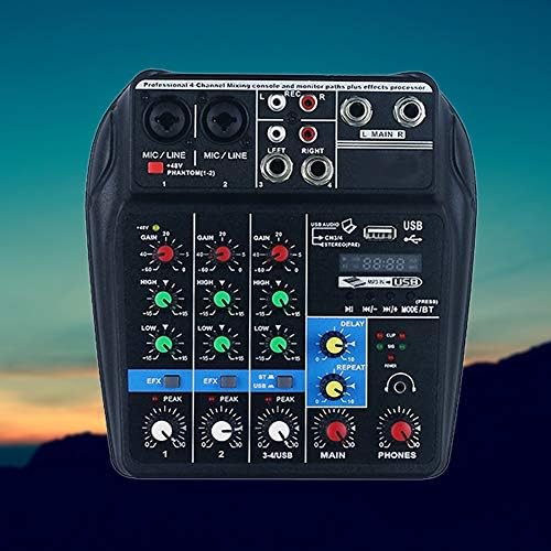 hAohAnwuyg Sound Mixing Console,Musical Instruments,TU04 BT Sound Mixing Console Record Monitor AUX USB 4 Channels Audio Mixer - Black
