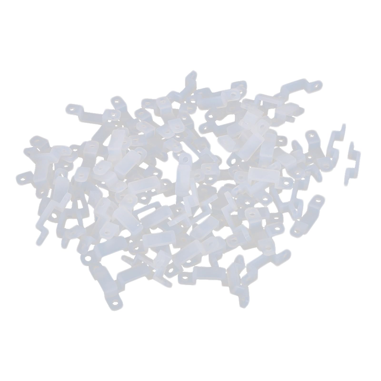 Atyhao LED Strip Mounting Clips, 100 Pack, 12mm, Silicone, White, Invisible Brackets for Light Strip Holders, for Cabinet, Kitchen, Bedroom, Stairs