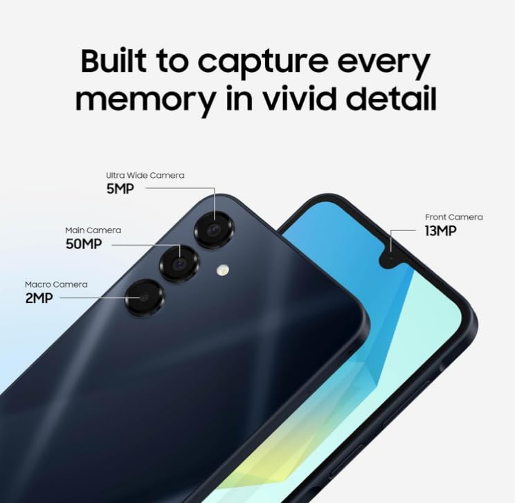 Samsung Galaxy A16 5G T-Mobile Locked Smartphone: 6.5" HD+ Display, 50MP Camera, 5000mAh Battery, Expandable Storage, Blue Black