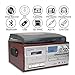 LoopTone Vinyl Record Player 9 in 1 3 Speed Bluetooth Vintage Turntable CD Cassette Player AM/FM Radio USB Recorder Aux-in RCA Line-Outthumb 1