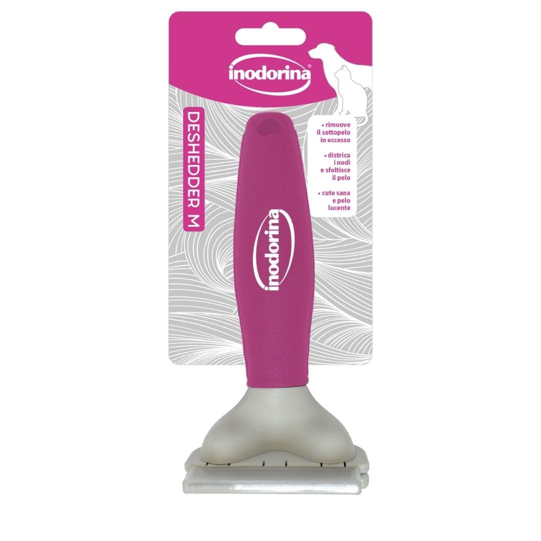 Inodorina Deshedder for small dogs (size M) - Comb for undercoat and excess hair - Ideal for polishing and removing knots - For short, medium and long hair