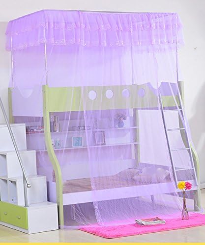 Living room curtains bedroom curtains Bunk Beds Double Layer Floor-type Mosquito Nets Insect Bug Protection Bed Canopy Curtain Continental curtain cotton curtains ( Color : Purple , Size : 1.9*1.5*2.7m )