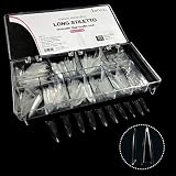 BeYou Clear Long Stiletto 500pcs Artificial Fake Nail Tips,10 Sizes 28512 For Nail Salon