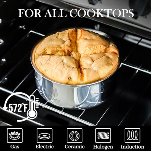 ROYDX Stainless Steel Pots and Pans Set,18/10 Uncoated Pan Set with Stainless Steel Frying Pan,Steamer & Saute Pan,Detachable Stay-Cool Handles,Glass Lids,LFGB Approved,Suitable for All Hobs