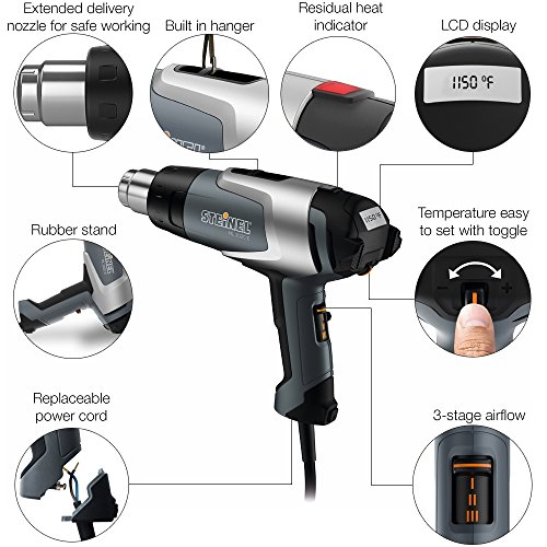 Steinel HL 2020 E Silver Kit - incl. Heat Tool with LCD-Display and Variable Temperature, hot air Gun Set for desoldering, Welding Plastics, evenly Drying Filler, Stripping Paint