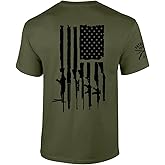 Patriot Pride Gun Flag American Flag Sleeve Mens Short Sleeve T-Shirt Graphic Tee